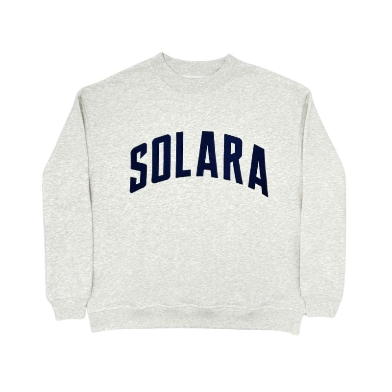 All Seasons Crew Sweatshirt - Solara '94 - Sweatshirt - Gray sweatshirt with 'SOLARA' text on a white background